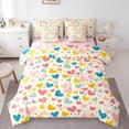 thumbnail image 1 of Manfei Girly Retro Cartoon Bedding Comforter Set 7pcs, Kawaii Love Heart Queen Bedding Sets, Teens Boys Girls Kids Reversible Queen Sheet Sets, Luxury Bedroom Decor, 1 of 7