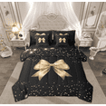 thumbnail image 1 of Manfei Girly Yellow Bowknot Twin Bedding Sets 7-Piece for Kids, Glitter Stars Print Bedding Comforter Set, Princess Cartoon Theme Reversible Sheet Sets, Microfiber Bedroom Decor, 1 of 7