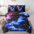 thumbnail image 1 of Manfei Glitter Galaxy Bed in a Bag Queen size, Psychedelic Starry Sky Bed Set, Dreamy Cartoon Reversible Bedding Queen Size, Super Cozy Bedroom Decorative, 7pcs, 1 of 6