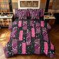 thumbnail image 1 of Manfei Glitter Leopard Print Twin Bedding, Old Fashion Abstract Bedding Comforter Set, Pink Black, Black Reversible, 7-Piece, 1 of 6