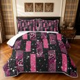 thumbnail image 1 of Manfei Glitter Leopard Print Twin Quilt Set, Old Fashion Abstract Twin Coverlet Set, Pink Black, Black Reversible, 2-Piece, 1 Bedspread and 1 Pillowcase, 1 of 7