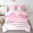 thumbnail image 1 of Manfei Glitter Print Twin Bedding Sets 7-Piece,Romantic Theme Bedding Comforter Set,Pink White Ombre Sheet Sets For Girls,Microfiber Bedroom Decor Reversible, 1 of 8