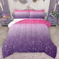 thumbnail image 1 of Manfei Glitter Stars Print Queen Comforter Set, Pink Purple Sequin Print Bedding Sets, Dreamy Galaxy Rainbow Reversible Bedding Comforter Set, Lightweight Room Decor, 3-Piece, 1 of 8