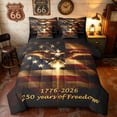 thumbnail image 1 of Manfei Glowing Eagle Flag Queen Bedding, 250 Years of Freedom Print Bedding Comforter Set Queen, Dark Brown, Black Reversible 7pcs, 1 of 6
