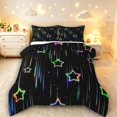 thumbnail image 1 of Manfei Glowing Galaxy Stars Queen Comforter Set,Sprinkle Print Comforter Sets Queen,Black,Black Reversible,3 Pieces,1 Comforter and 2 Pillowcases, 1 of 7