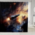 thumbnail image 1 of Manfei Glowing Interstellar Spaceships Shower Curtain 72Wx84L,Celestial Nebula Bathroom Shower Curtain, 1 of 5