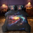 thumbnail image 1 of Manfei Glowing Spiral Galaxy 7-Piece King Bedding,Celestial Stars King Bed in a Bag,Black,Black Reversible, 1 of 7