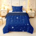 thumbnail image 1 of Manfei Glowing Stars Twin Comforter Sets,Boys Friendly Style Bedding Set,Dark Blue White,Navy Blue Reversible,2pcs,1 Comforter and 1 Pillowcase, 1 of 7