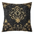 thumbnail image 1 of Manfei Gold Baroque Damask Cushion Covers for Sofa, Hippie Flower Floral Throw Pillow Covers for Bed, 16x16, Vintage Victorian Throw Pillow Covers, Breathable Bedroom Decorative, 1 of 5