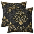 thumbnail image 1 of Manfei Gold Baroque Damask Cushion Covers for Sofa Set of 2, Hippie Flower Floral Throw Pillow Covers for Bed, 16x16, Vintage Victorian Throw Pillow Covers, Breathable Bedroom Decorative, 1 of 6