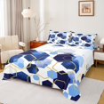 thumbnail image 1 of Manfei Gold Blue Hexagomn Queen Sheet Sets,Watercolor Honeycomb Pattern Flat Sheet,Modern Geometric Queen Fitted Sheet For Girls Kids,Breathable Home Decor,4pcs, 1 of 7