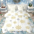 thumbnail image 1 of Manfei Gold Christmas Snowflake Bedding Comforter Set 7pcs, Kawaii Cute Cartoon Queen Bedding Sets, Teens Kids Boys Girls Reversible Queen Sheet Sets, Breathable Home Decor, 1 of 7
