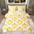 thumbnail image 1 of Manfei Gold Damask Flowers 7 Pieces Bedding Comforter Set,Rustic Victorian Floral Full Bedding Set,Vintage Baroque Pint Fitted Sheet Flat Sheet For Adult,Luxury Bedroom Decor Reversible, 1 of 8