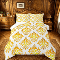 thumbnail image 1 of Manfei Gold Damask Flowers Queen Comforter Set,Rustic Victorian Floral Bedding Sets,Vintage Baroque Pint Bedding Comforter Set For Adult,Luxury Bedroom Decor Reversible,3 Pieces, 1 of 8