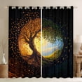 thumbnail image 1 of Manfei Gold Life Tree Black Out Curtains, Mystic Bohemian Plant Botanical Curtains Pack of 2 (42x63 Each), Teen Kid Child Adult Bedroom Curtains, Window Curtains Room Decor, 1 of 6