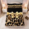 Gold Rbion Manfei Gold Ribbon Bow Fitted Sheet Full, Leopard Satin Trim Bed ...