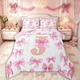 thumbnail image 1 of Manfei Gold Sparkling Sequins Pink J Personalized Initial Full Size Comforter Sets 3 Pieces for Teens Women,Girls Kids Romantic Princess Bow Tie Bedding Sets,Pink Reversible,Ultra Soft Home Decor, 1 of 6