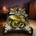 thumbnail image 1 of Manfei Golden Dragon Animals King Size Comforter Sets,Vintage Floral Comforters King Size,Brown,Black Reversible,3 Pieces,1 Comforter and 2 Pillowcases, 1 of 7
