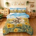 thumbnail image 1 of Manfei Golden Retriever Dog Full Size Comforter Sets, Farm Sunflower Bedding Comforter Set, Blue Yellow, Gray Reversible, 3-Piece, 1 Comforter and 2 Pillowcases, 1 of 7