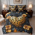 Goldish Roses Manfei Golden Rose Heart Queen Bedding, Dark Bloom Leopard Bedding ...