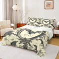 thumbnail image 1 of Manfei Gothic Black Bat Twin Sheet Sets for Kids, Western Hippie Damask Twin Fitted Sheet, Leaf Plant Botanical Flat Sheet, Breathable Home Decor, 3pcs, 1 of 7