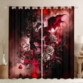 thumbnail image 1 of Manfei Gothic Dragon Animals Blackout Curtains,Retro Rose Skull Curtains Pack of 2 (42x84 Each),Red Black, 1 of 6