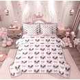 thumbnail image 1 of Manfei Gothic Halloween Bat Twin Bedding Sets 7-Piece for Kid, Kawaii Cartoon Bow Bedding Comforter Set, Pink Buffalo Plaid Reversible Sheet Sets, Ultra Soft Home Decor, 1 of 7