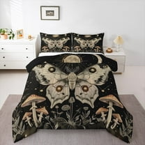 Manfei Gothic Moth Bedding Comforter Set,Rustic Mushroom Twin Comforter Sets,Country Flower Floral Bedding Set For Boys Teens,Super Cozy Room Decor Reversible,2 Pieces
