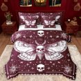 thumbnail image 1 of Manfei Gothic Skeleton Moth 7-Piece Twin Bedding Sets,Boho bohemian Theme Bedding Comforter Set,Red White Sheet Sets For Men Women,Ultra Soft Home Decor Reversible, 1 of 8