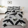 thumbnail image 1 of Manfei Gothic Skull 3-Piece Full Size Comforter Sets,Black Crow Bedding Comforter Set,Happy Halloween Lightweight Bedding Sets,Ultra Soft Gothic Room Decor,Reversible, 1 of 8