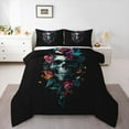 thumbnail image 1 of Manfei Gothic Skull Bedding Comforter Set,Colorful Flower Floral Twin Comforter Sets,Happy Halloween Bedding Set For Boys Girl,Microfiber Bedroom Decor Reversible,2pcs, 1 of 8