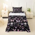 thumbnail image 1 of Manfei Gothic Skull Butterfly Skull Twin Sheets for Kids, Pink Black Cross Chain Bedding, 3pcs, 1 Flat Sheet, 1 Fitted Sheet and 1 Pillowcase, 1 of 6
