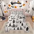 thumbnail image 1 of Manfei Gothic Skull Ghost Full Size Comforter Sets,Black Bats Bedding Comforter Set,Spooky Halloween Bedding Sets For Boy Girl,Ultra Soft Home Decor Reversible,3pcs, 1 of 8