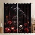thumbnail image 1 of Manfei Gothic Skull Skeleton Curtains Pack of 2 (42x84 Each),Chic Flower Floral Curtains Blackout,Halloween Theme Bedroom Curtains,Super Cozy Room Decor, 1 of 6
