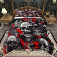 thumbnail image 1 of Manfei Gothic Skull Skeleton Queen Comforter Set,Spooky Halloween Bedding Sets,Red Gray Bedding Comforter Set For Boys Kids,Microfiber Bedroom Decor Reversible,3-Piece, 1 of 8