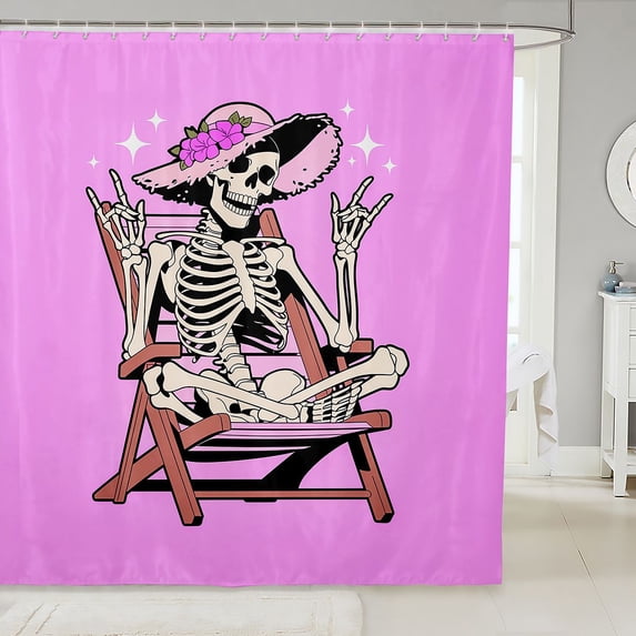 Manfei Gothic Spider Web Print Halloween Shower Curtain 72Wx78L,Spooky Ghost Pattern Bath Curtain