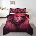 thumbnail image 1 of Manfei Gothic Style Floral Full Size Comforter Sets,Horror Halloween Spider Webs Bedding Comforter Set,Red Flower Bedding Sets For Teens,Luxury Bedroom Decor Reversible,3 Pieces, 1 of 8