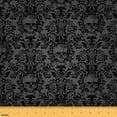 thumbnail image 1 of Manfei Gothic Sugar Skull Fabric by the Yard (1 Yard), Baroque Damask Floral Decorative Fabric by the Yard, Black and Grey DIY Fabric, 1 of 6