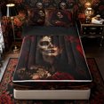 thumbnail image 1 of Manfei Gothic Sugar Skull Zipper Full Size Comforter Sets with Fitted Sheet and 2 Pillowcases, Halloween Romantic Floral Rose Zipper Bedding Set, Gold Red Black,Black Reversible,4-Piece, 1 of 6
