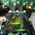 thumbnail image 1 of Manfei Gothic Witch Cauldron Queen Bedding 7pcs, Halloween Magical Black Cat Bedding Comforter Set Queen, Green Dark Gold,Reversible, 1 of 7