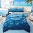 thumbnail image 1 of Manfei Gradient Blue Ocean Full Size Comforter Sets for Kids Boys and Girls, Sea Water Print Bedding Sets, Navy Reversible 3pcs, 1 Comforter and 2 Pillowcases, 1 of 6