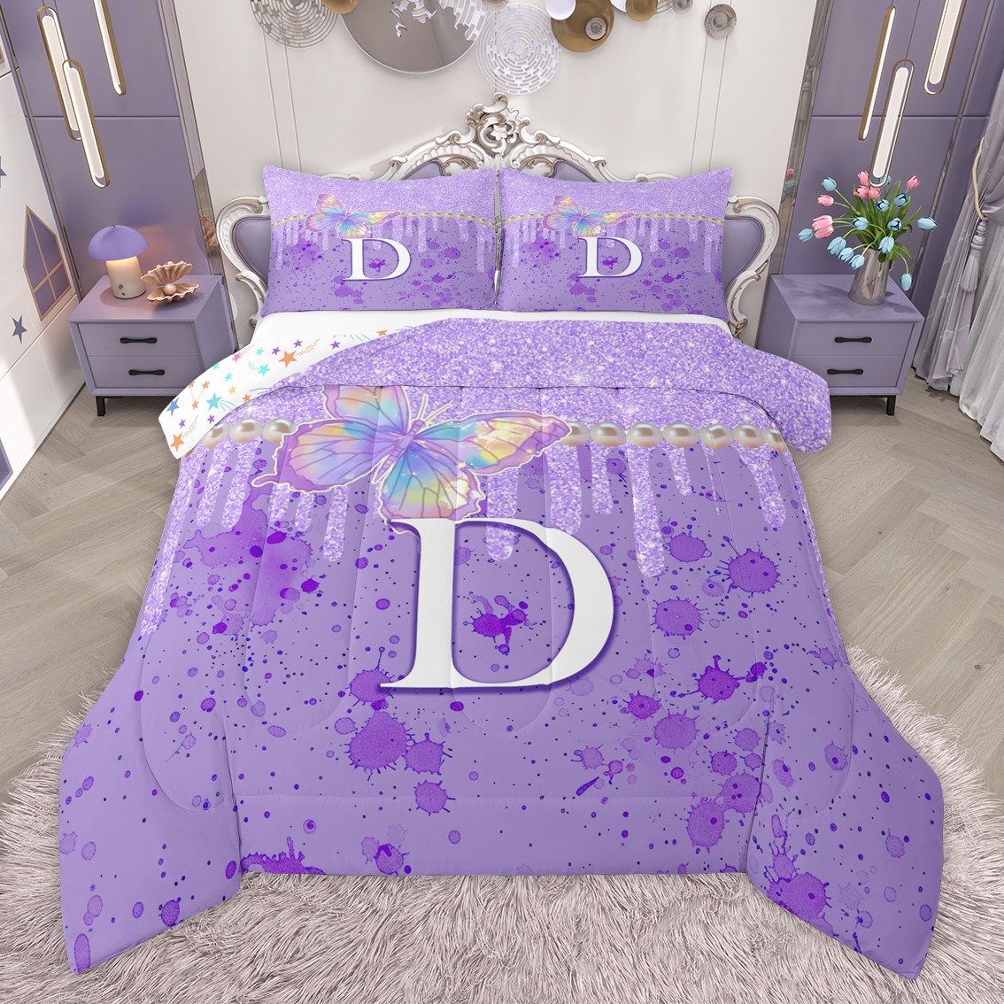 Manfei Gradient Flying Butterfly 3-Piece Full Size Comforter Sets for ...