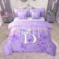 thumbnail image 1 of Manfei Gradient Flying Butterfly 7-Piece Twin Bedding Sets for Children Kids Teens,Letter Monogrammed Initial D Bedding Comforter Set,Bling Glitter Breathable Sheet Sets,Graffiti Splash Decor, 1 of 8