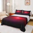 thumbnail image 1 of Manfei Gradient Horizontal Line Bed Sheets, Glowing Neon Light Fuul Size Sheets, Red and Black, Black Reversible 4 Pieces1 Flat Sheet + 1 Fitted Sheet + 2 Pillowcases, 1 of 6