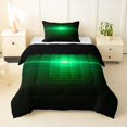 thumbnail image 1 of Manfei Gradient Horizontal Line Twin Comforter Sets, Glowing Neon Light Bedding Set, Green and Black, Black Reversible 2pcs, 1 Comforter and 1 Pillowcase, 1 of 6