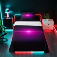 thumbnail image 1 of Manfei Gradient Horizontal Line Twin Sheets, Glowing Neon Light Bedding, Purple and Black, Black Reversible 3-Piece1 Flat Sheet + 1 Fitted Sheet + 1 Pillowcase, 1 of 6
