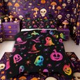 thumbnail image 1 of Manfei Gradient Pumpkin Witch Hat King Size Comforter Sets 3pcs, Halloween Ghost Spider Bat Comforters King Size, Pink Blue Yellow,Black Reversible,1 Comforter and 2 Pillowcases, 1 of 6