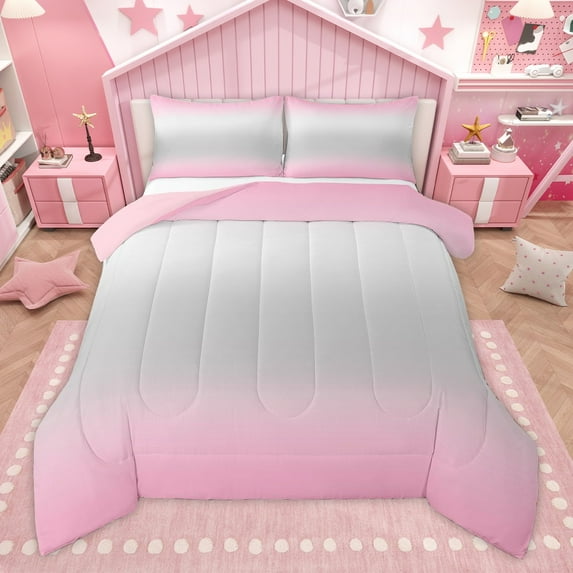 Manfei Gradient Rainbow 3 Pieces Queen Comforter Set for Teens Girls Children,Dreamy Princess Ultra Soft Bedding Sets,Abstract Ombre Watercolor Bedding Comforter Set,Microfiber Bedroom Decor