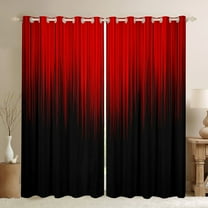 Manfei Gradient Red Black Out Curtains, Geometric Neon Lights Curtains Pack of 2 (42x63 Each), Modern Abstract Black Bedroom Curtains, Luxury Bedroom Decor