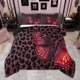 thumbnail image 1 of Manfei Gradient Red Butterfly 3-Piece Full Size Comforter Sets for Teens Children Female,Leopard Print Bedding Comforter Set,Bling Glitter Lightweight Bedding Sets,Luxury Bedroom Decor, 1 of 8